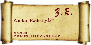 Zarka Rodrigó névjegykártya